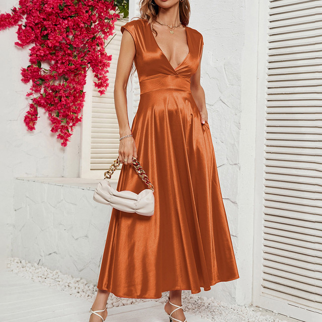 Women's Evening Party Dresses Deep V Neck Sleeveless Elegant Maxi Dress