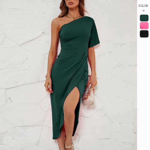 Women Sexy Sleeveless Solid Color Midi Dress