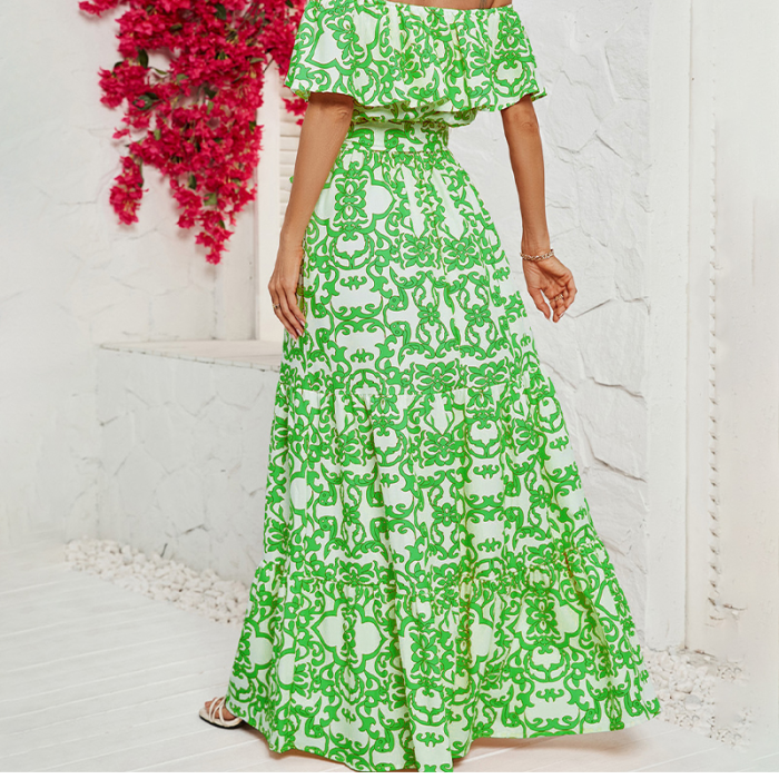 Off Shoulder Striped Boho Maxi Dress main image 0