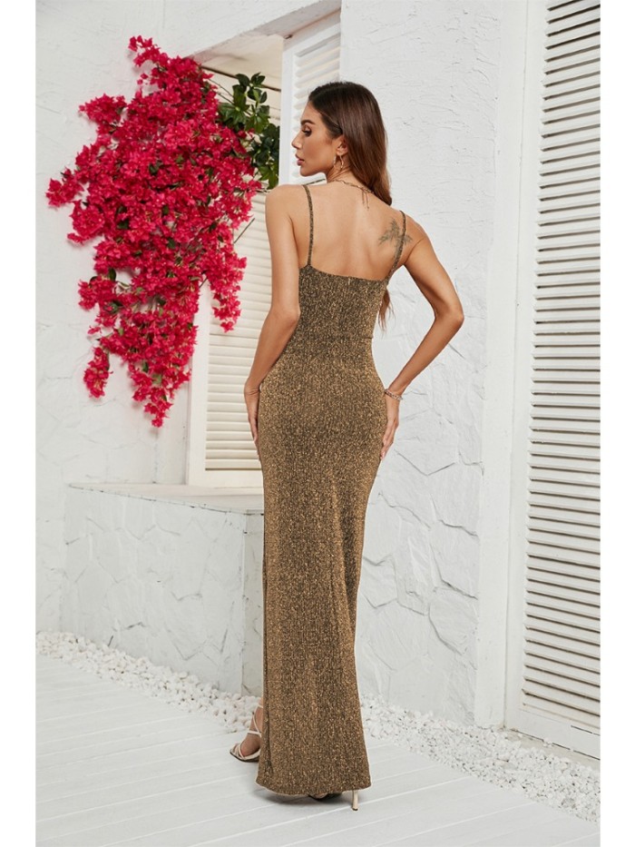 Sexy Fashion Solid Color Slip Maxi Dress