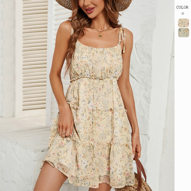 Women's New Crop Backless Print High-waisted Cropped Sexy Casual Dress