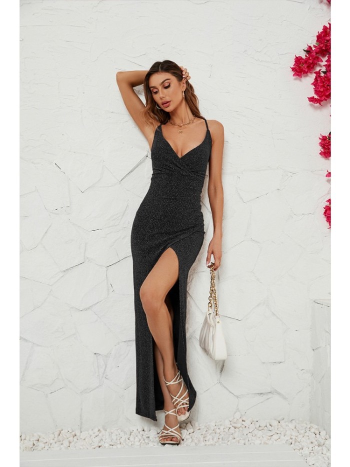 Sexy Fashion Solid Color Slip Maxi Dress
