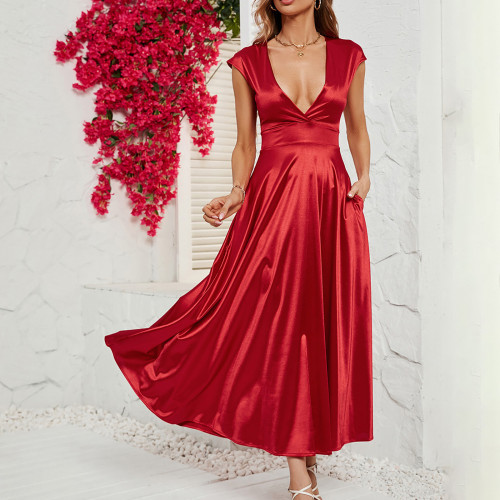 Women's Evening Party Dresses Deep V Neck Sleeveless Elegant Maxi Dress