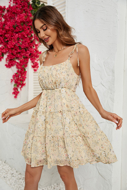 Women's New Crop Backless Print High-waisted Cropped Sexy Casual Dress