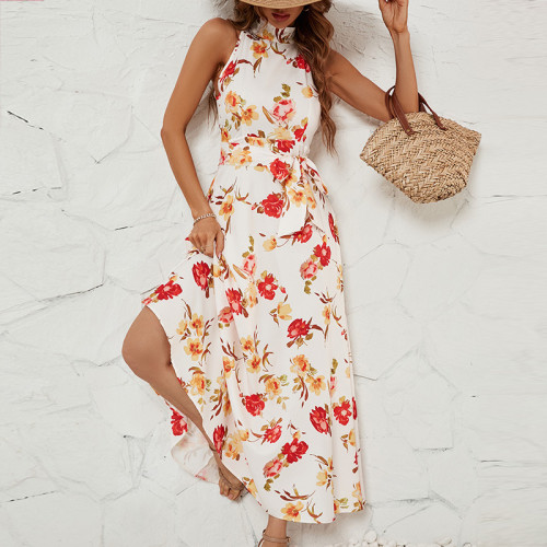 Elegant Floral Print Casual Fashion Sleeveless Maxi Dress