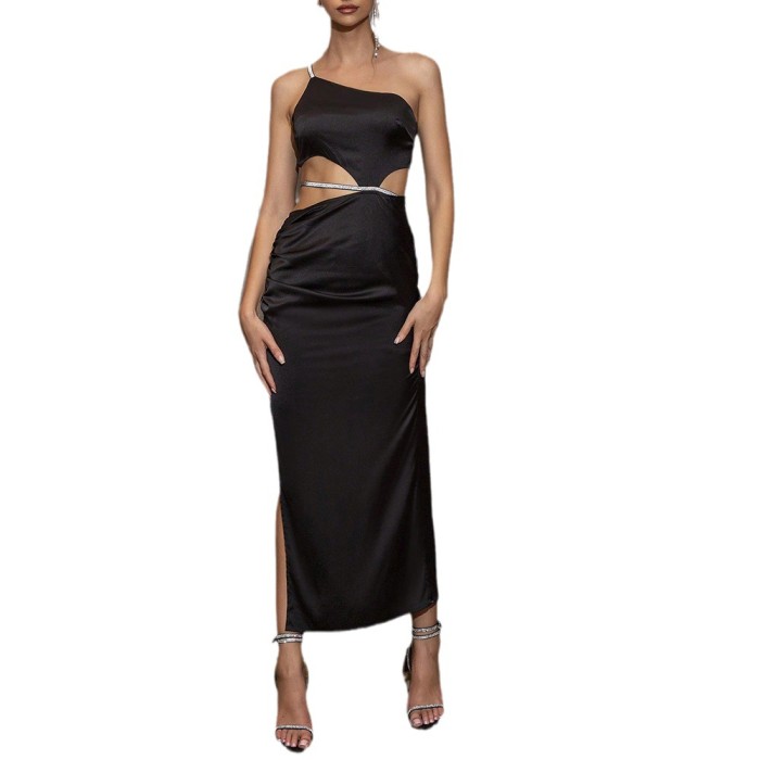 New Sexy Stylish Openwork One-shoulder Backless Slim Wedding Guest Dress