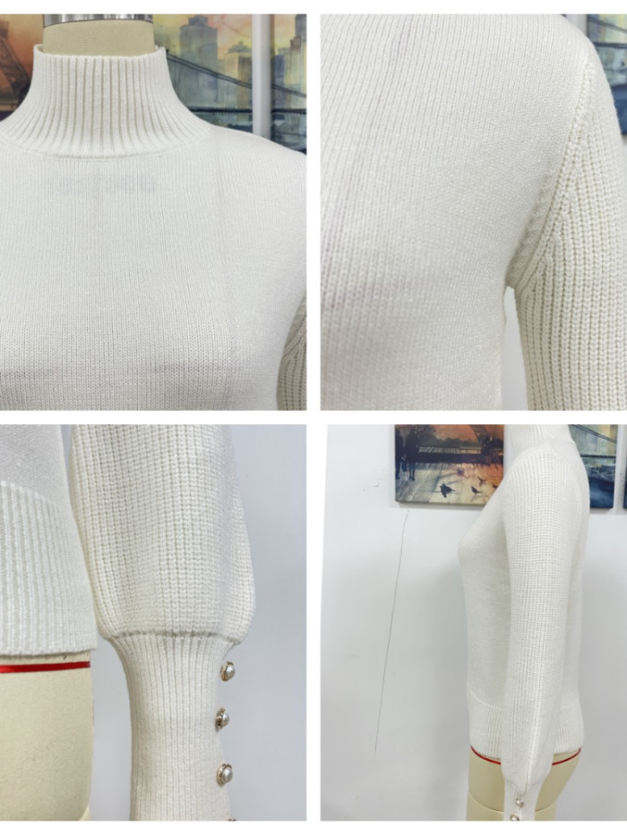 Women Fashion Casual Loose Turtleneck Long Sleeve Knitted Sweaters