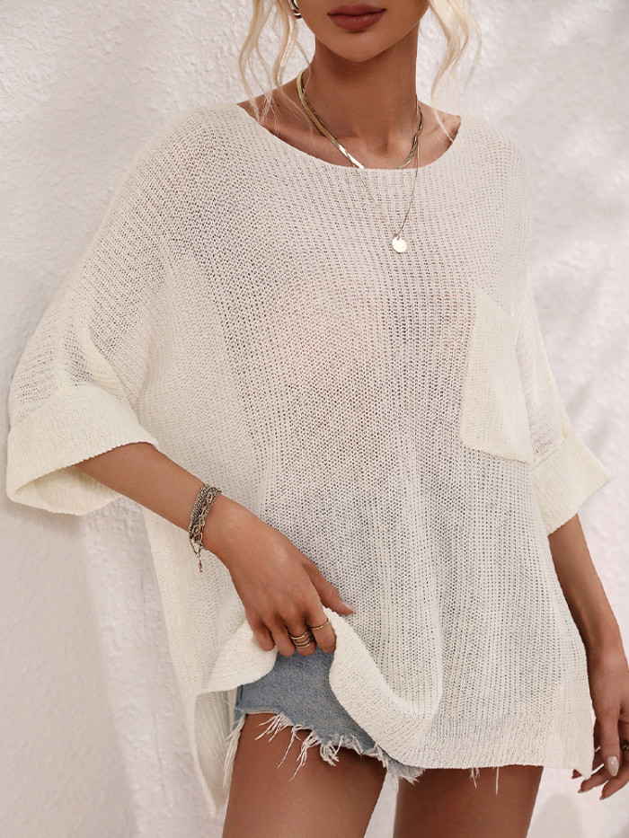 Women Casual Loose Knitwears Fashion Hollow Out Knitted Pullovers Oversized Sweater