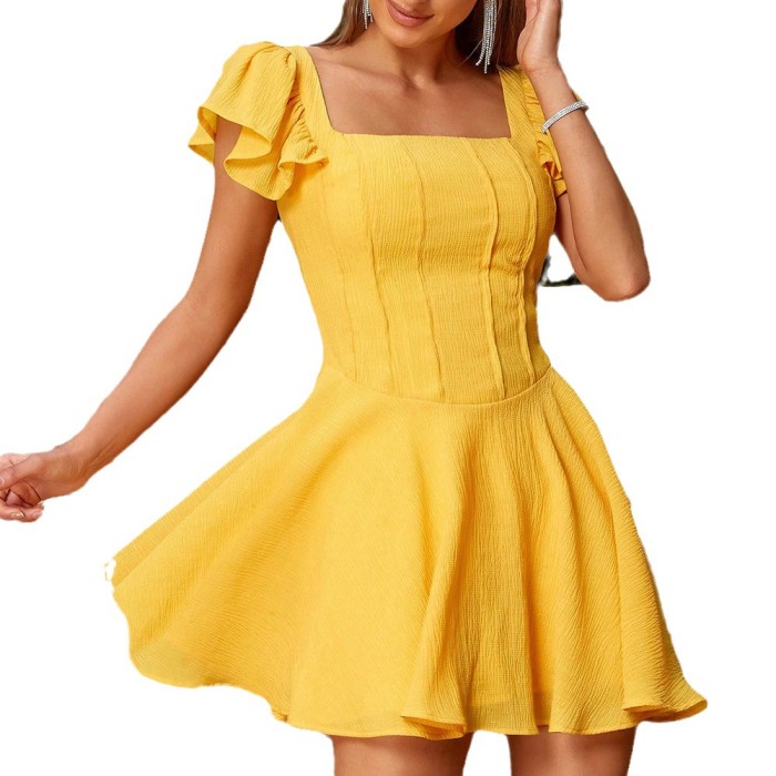 New Women's Sexy Fashion Solid Color Backless Mini Dress