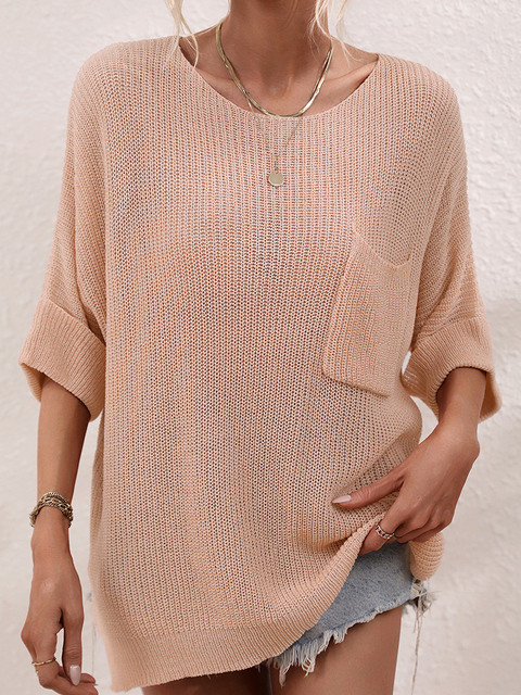 Women Casual Loose Knitwears Fashion Hollow Out Knitted Pullovers Oversized Sweater
