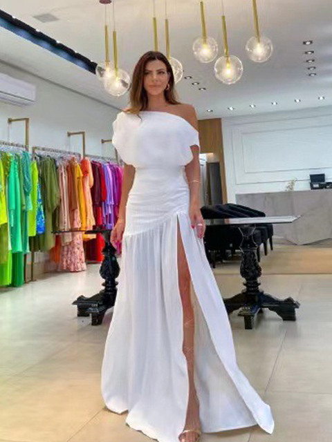 Women's Sexy High Split Off Shoulder Maxi Dress