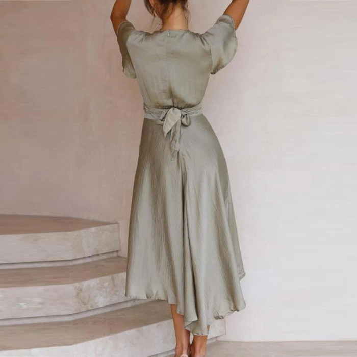 Sexy V-Neck Short Sleeve Dress