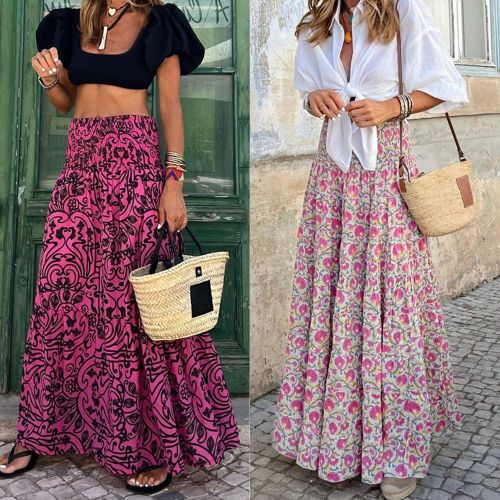 Women Bohemian Print Streetwear Loose Casual Elegant Skirt