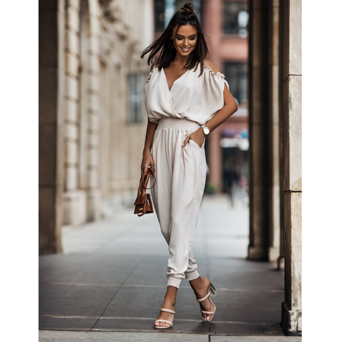 Women Fashion Street Style Sexy V Neck Casual Jumpsuits