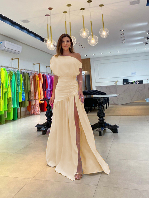 Women's Sexy High Split Off Shoulder Maxi Dress