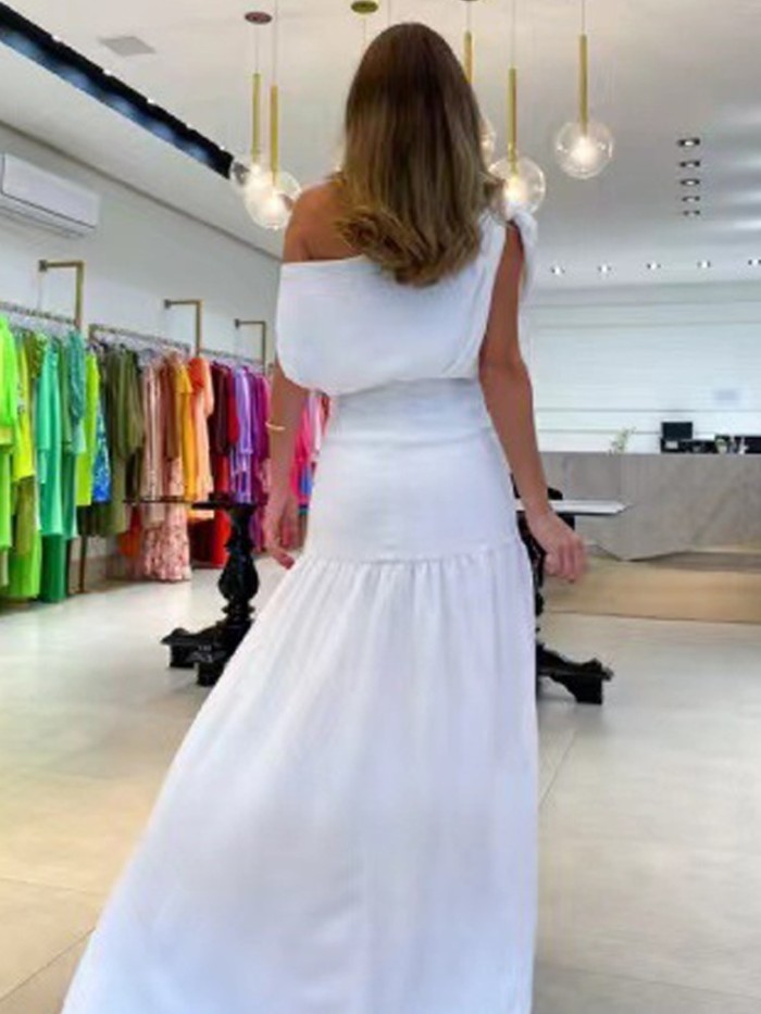 Women's Sexy High Split Off Shoulder Maxi Dress