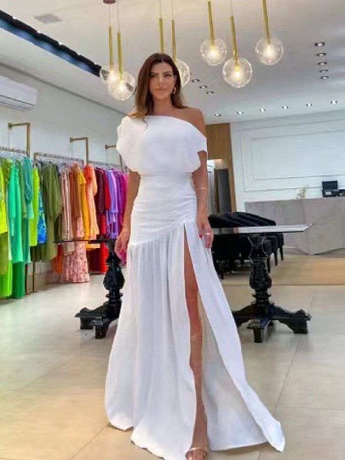 Women's Sexy High Split Off Shoulder Maxi Dress