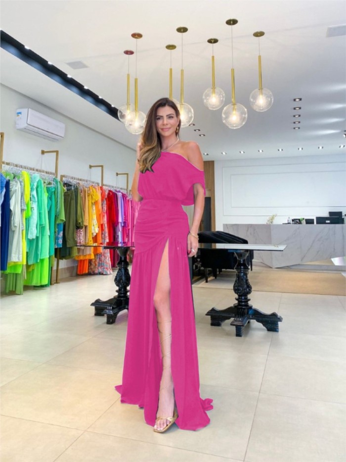 Women's Sexy High Split Off Shoulder Maxi Dress