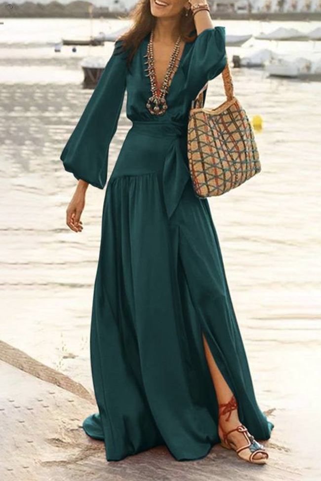 Elegant Floral Patchwork V Neck Cake Skirt Dresses main image 0