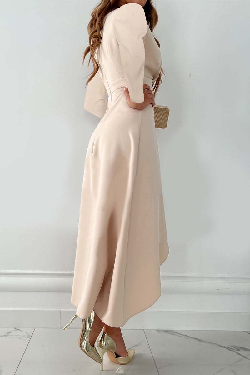 Unique V Neck Asymmetrical Design Tie Dye Cotton Long Dress Spring main image 1