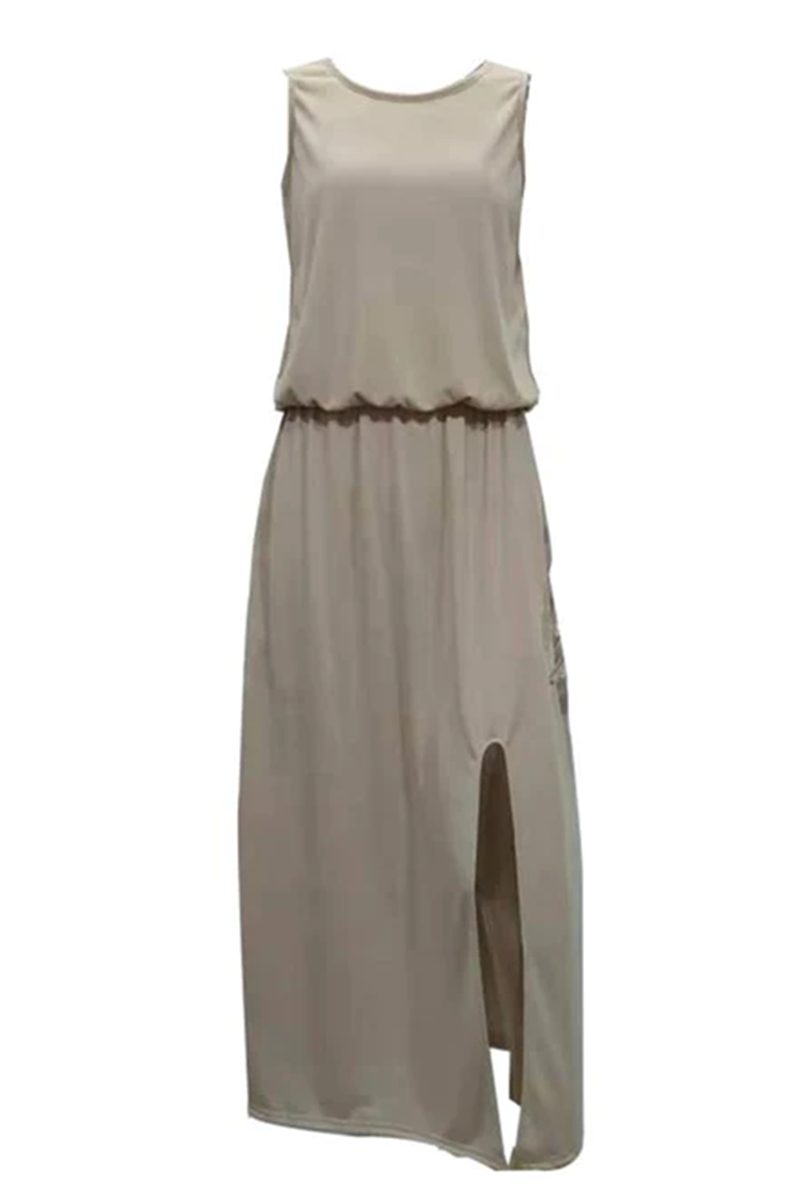 Short Sleeved Slit Dress_BDHL6160