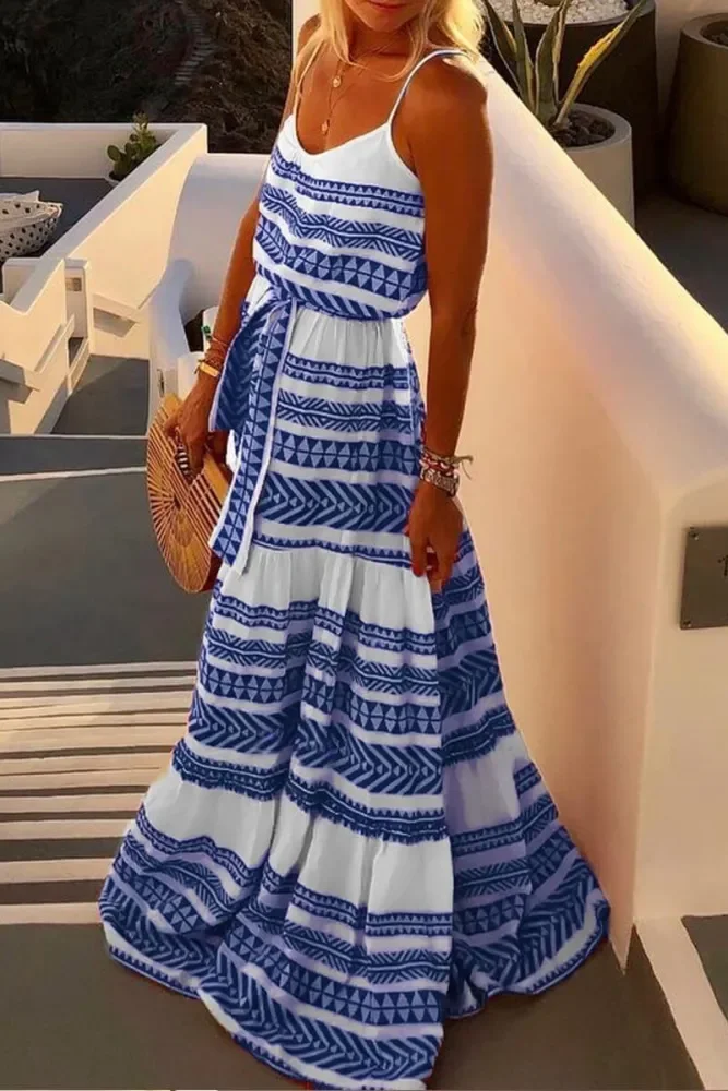 Geometric Printed Loose Maxi Dress