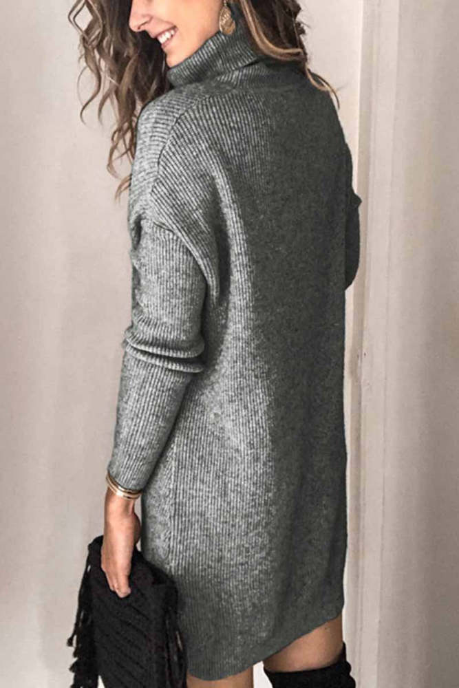 Casual Turtleneck Sweater Dress