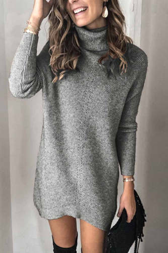 Casual Turtleneck Sweater Dress