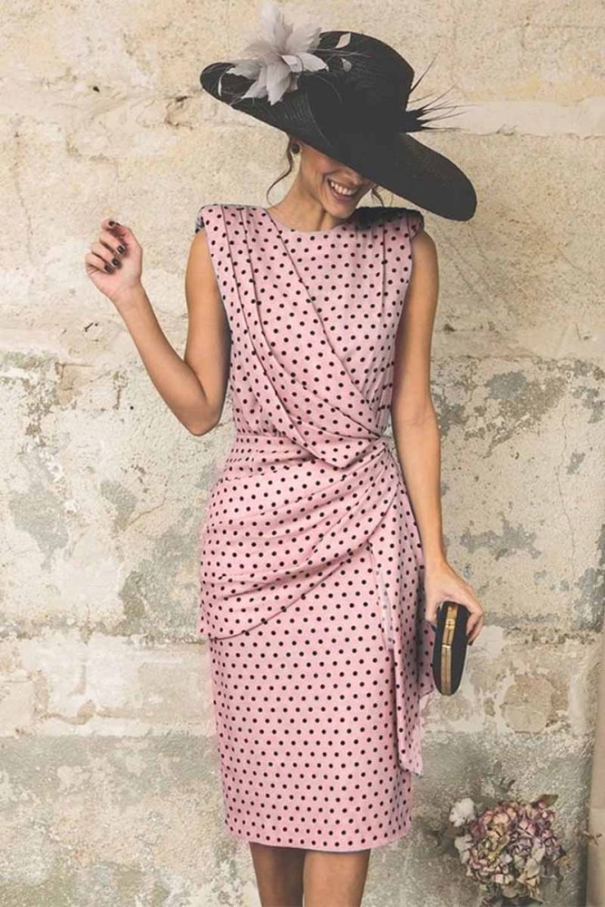 Sexy Polka Dot Pack Hip Sleeveless Midi Dress(4 Colors)