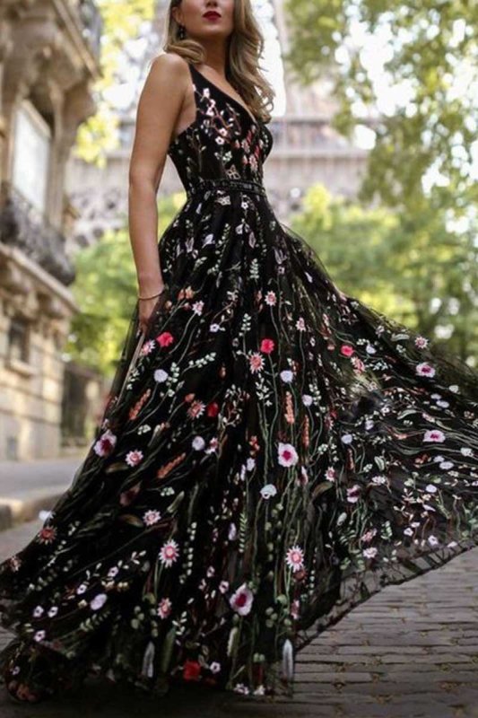 Deep V Neck Sexy Maxi Dress