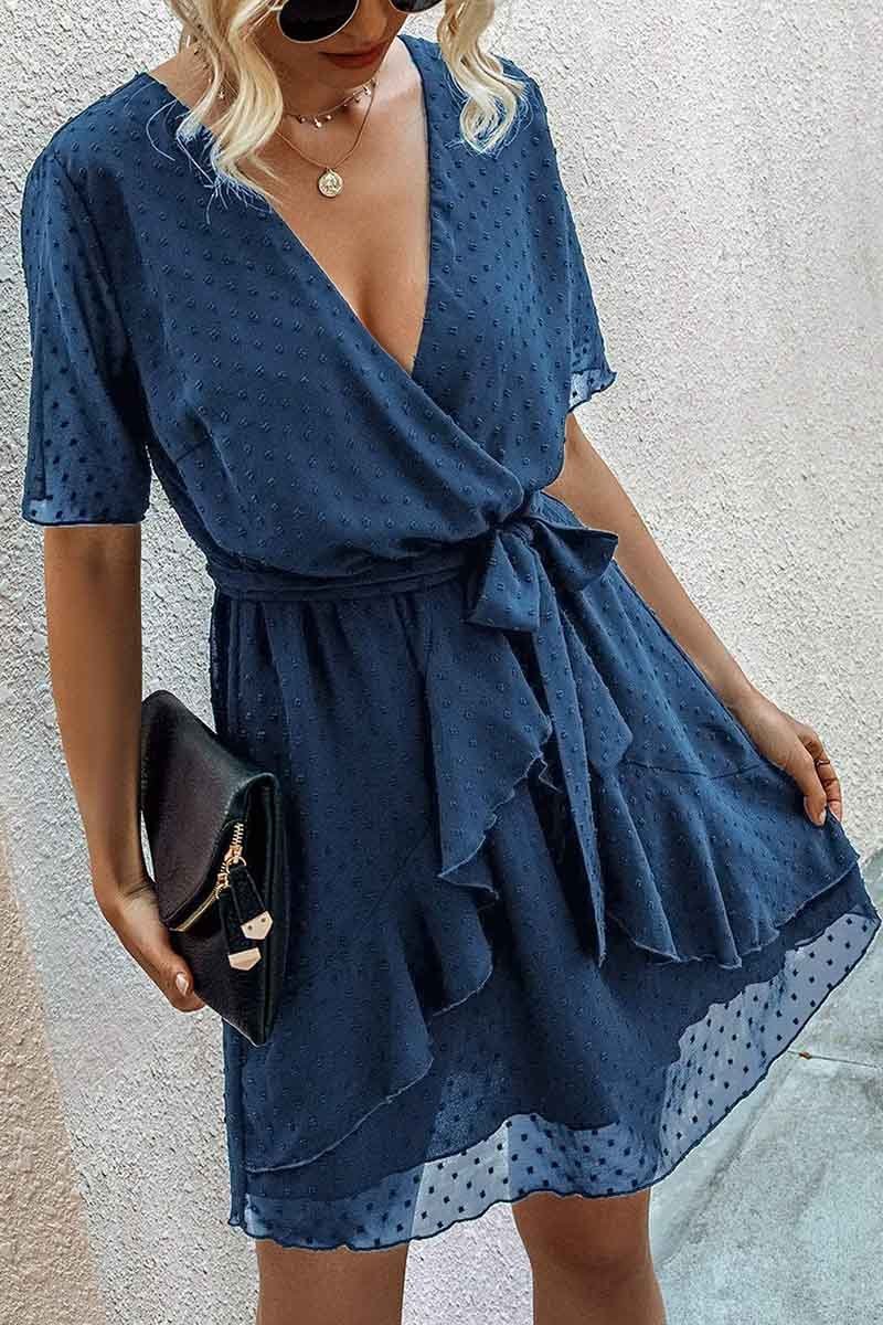 Culture Code Swiss Dot Smock Neck Mini Dress with Pockets main image 0