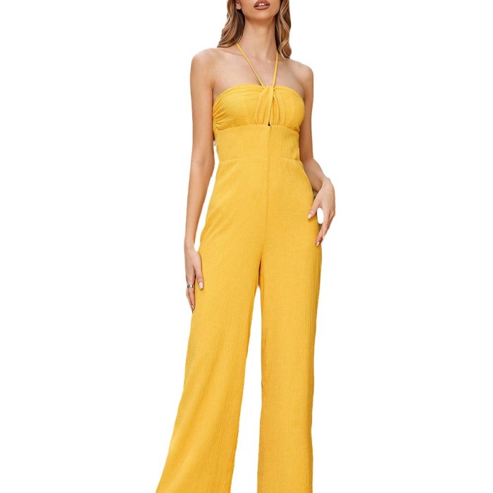 New Slim Halterneck Open-back Bandeau Jumpsuit