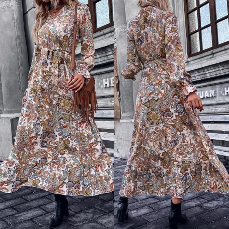 Long Sleeve Bohemian Vintage Casual Elegant Long Maxi Dress