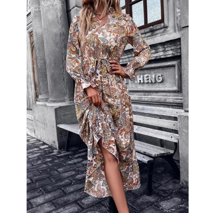 Long Sleeve Bohemian Vintage Casual Elegant Long Maxi Dress