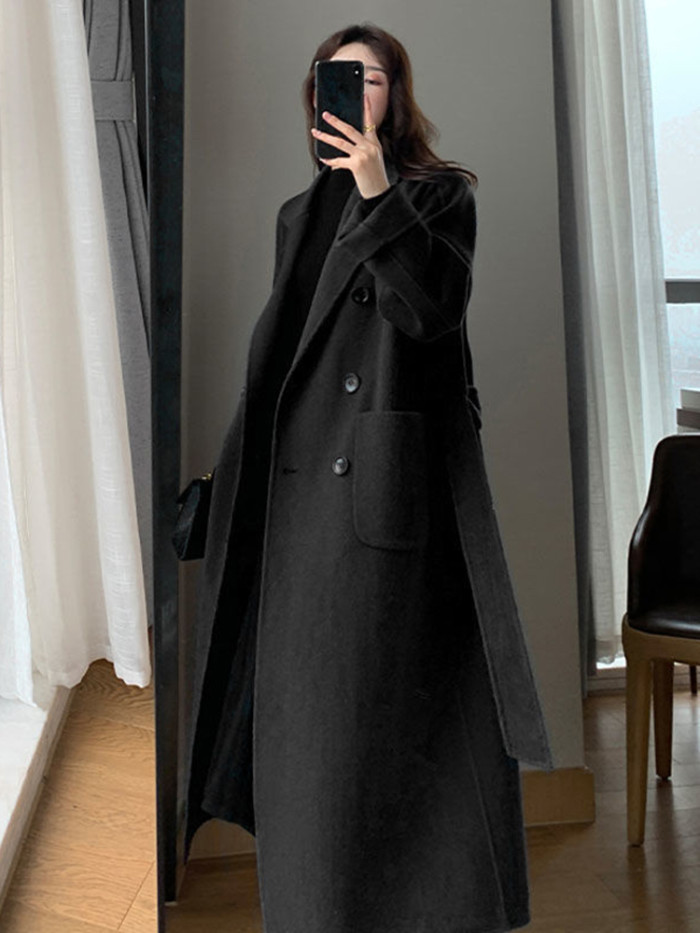 Woolen Casual Women Faux Wool Fashion Long Coat