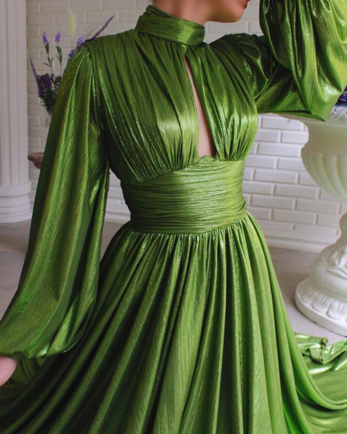 Long-sleeved Elegant Shiny Sexy Wedding Guest Dress