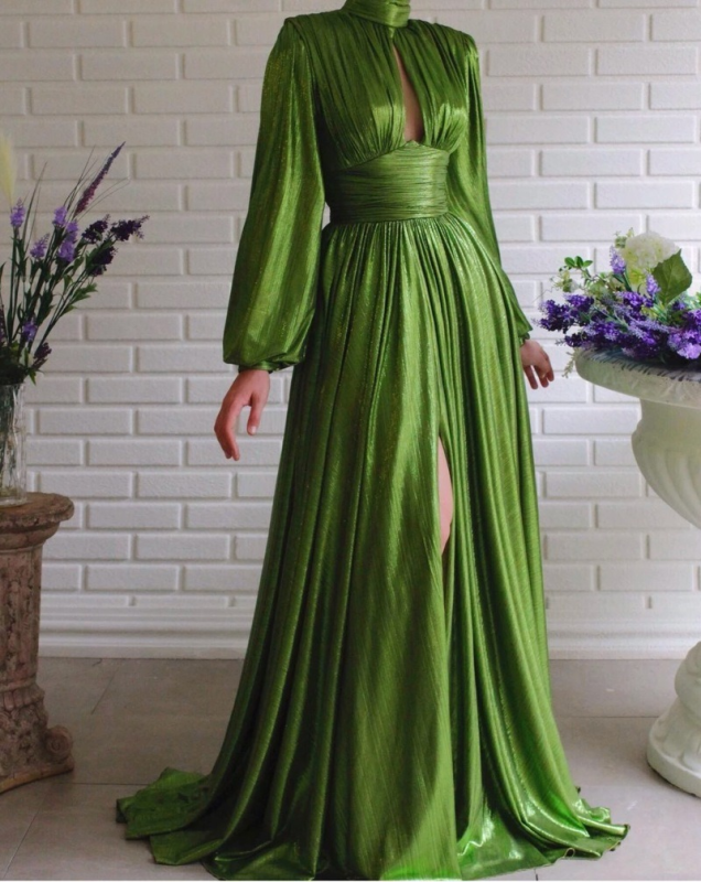 Long-sleeved Elegant Shiny Sexy Wedding Guest Dress