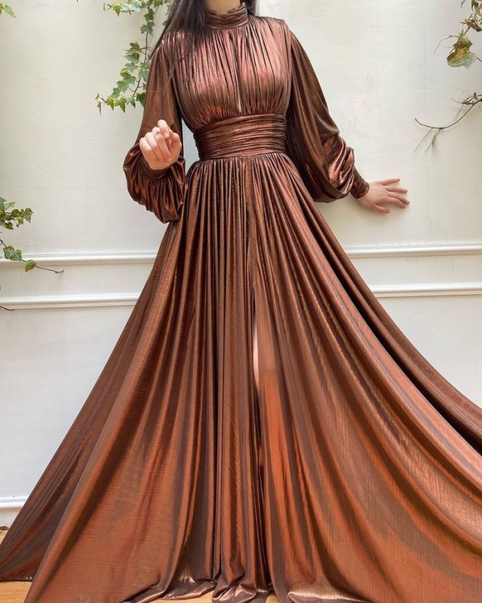 Long-sleeved Elegant Shiny Sexy Wedding Guest Dress