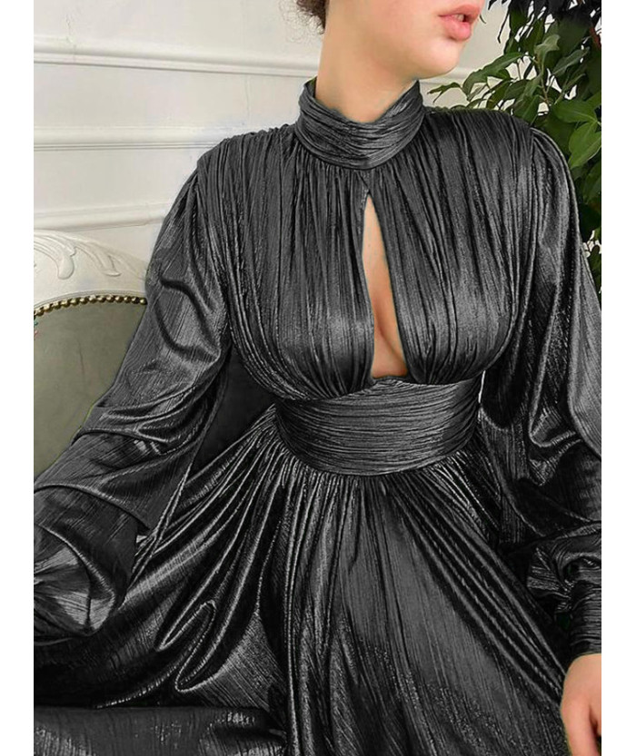 Long-sleeved Elegant Shiny Sexy Wedding Guest Dress