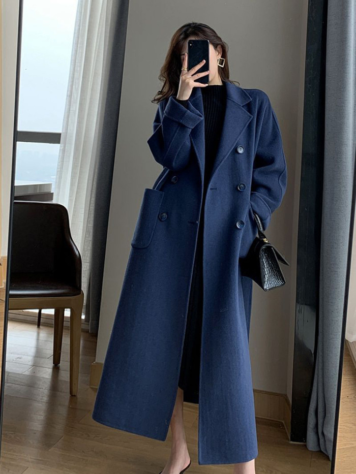 Woolen Casual Women Faux Wool Fashion Long Coat