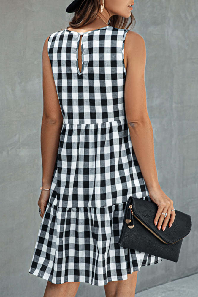Fashion Street Plaid O Neck Princess Dresses(3 Colors)