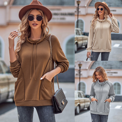 Fashion Casual Women's New Solid Color Paneled Loose Sweatshirt