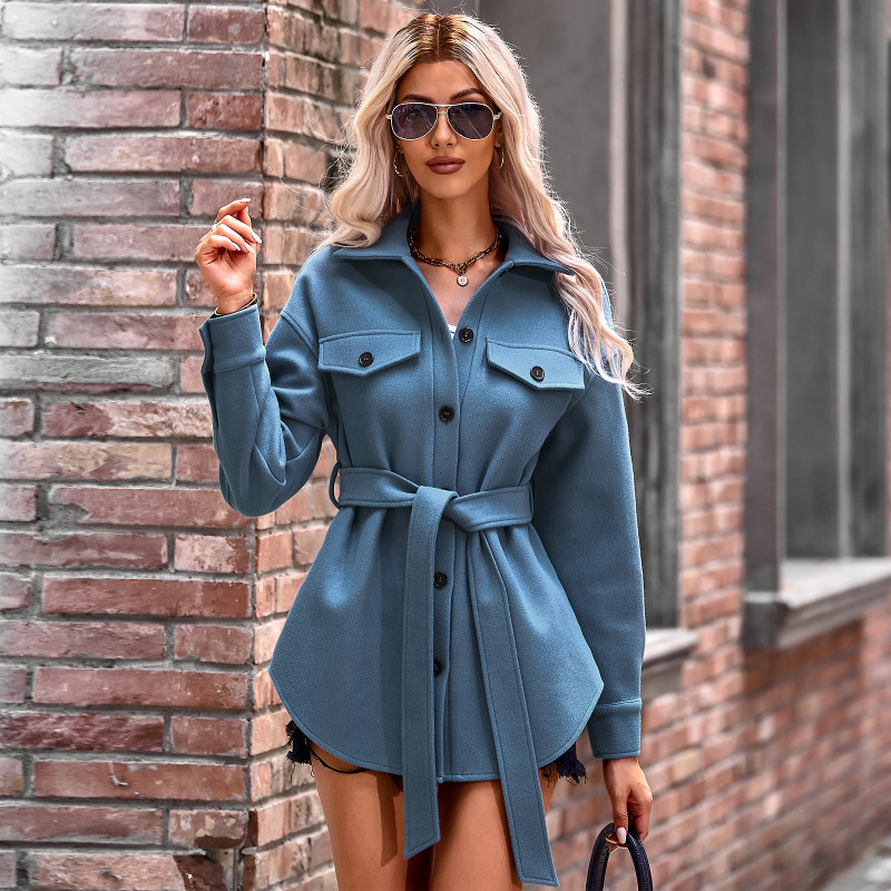 New Women's Fashion Lace-up Solid Color Jacket