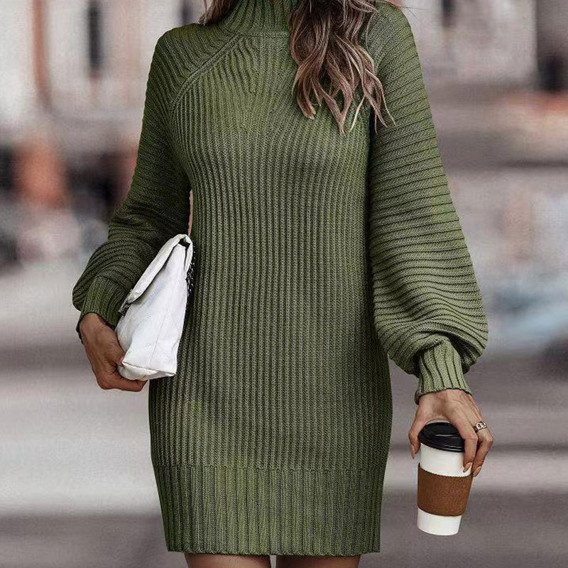 Vintage Knitted Long Sleeve Mini Sweater Dress
