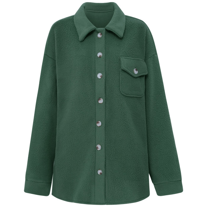 Women's Cropped Top With Stylish Lapels Plush Loose Coat
