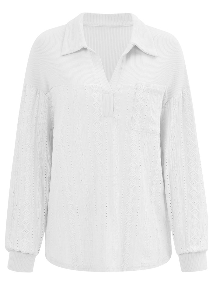 Women's Casual Solid Color Loose Long-sleeved Knit Blouse