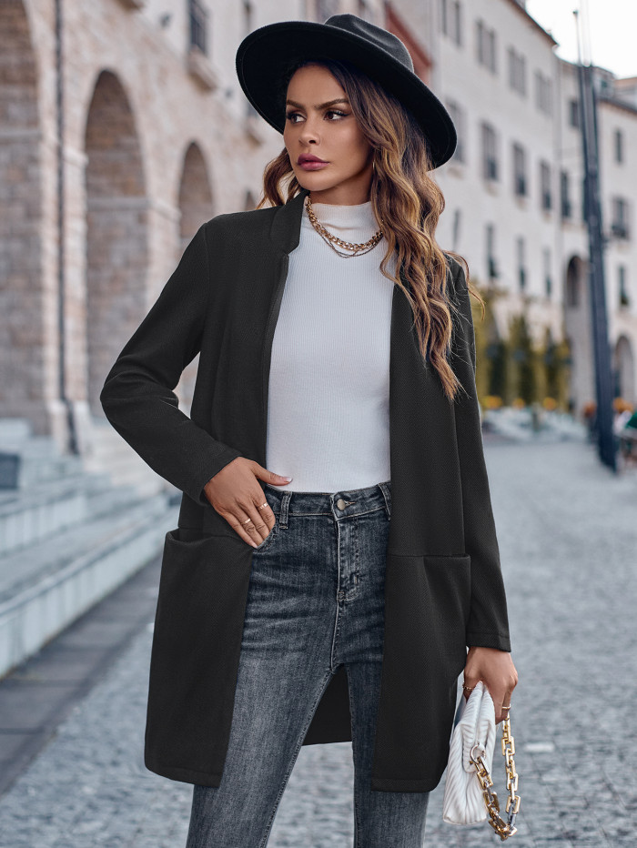 Casual New Women's Fashion Stand Collar Solid Color Coat