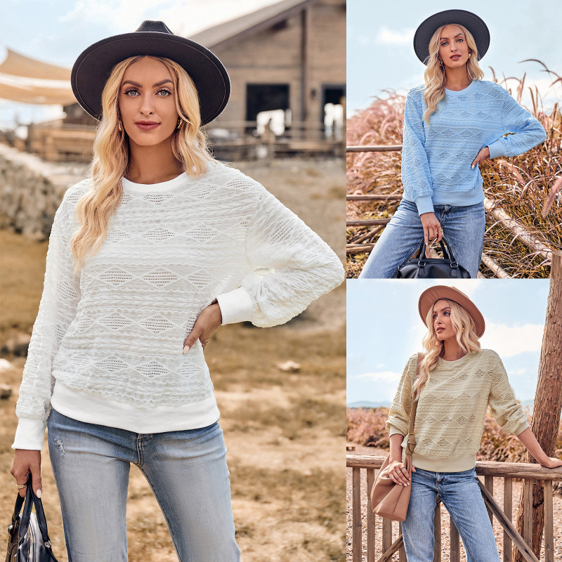 Casual New Women's Fashion Crewneck Slim Fit Long Sleeve Knit Sweatter