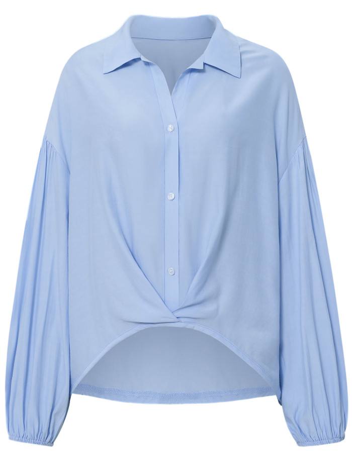 Women's New Solid Color Lapel Blouse