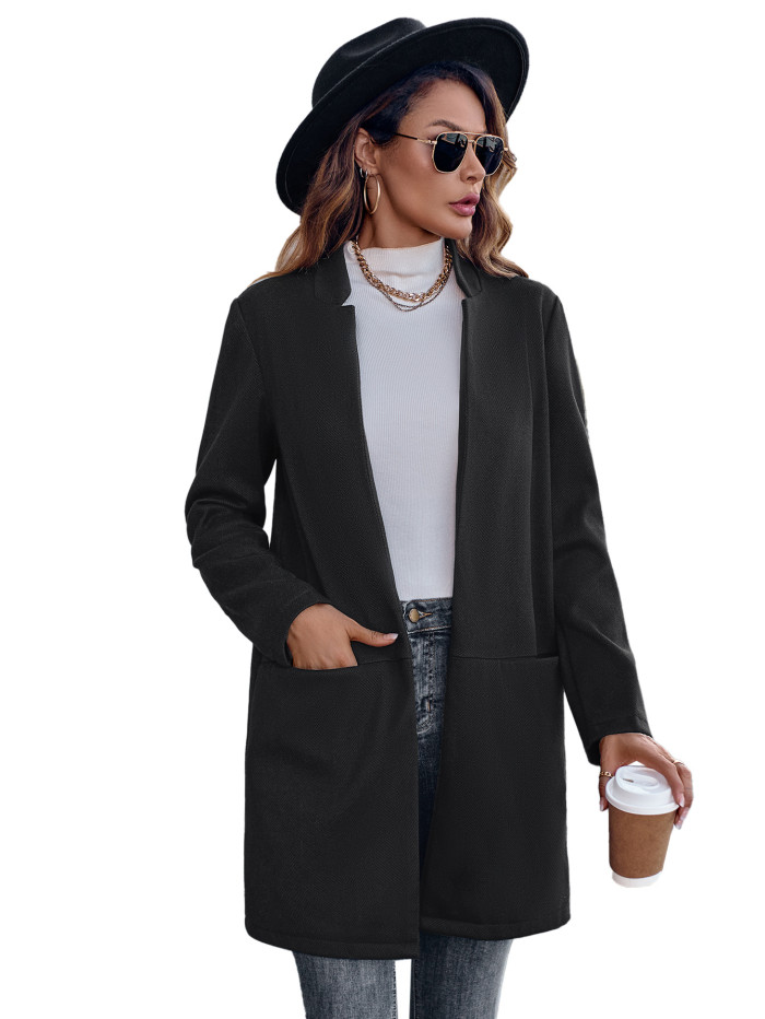 Casual New Women's Fashion Stand Collar Solid Color Coat